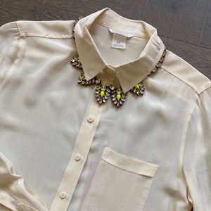 Club Monaco White Silk Button Down Shirt